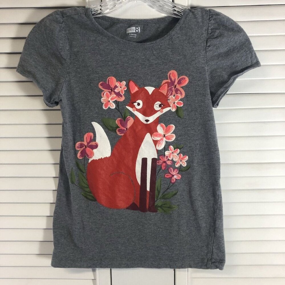Crazy 8 Size 10-12 Grey Heather Fox Tee